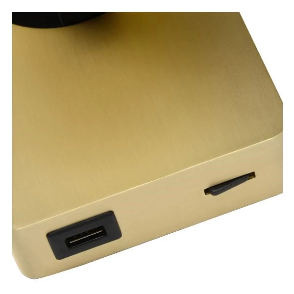 Lucide NIGEL - Bedside lamp / Wall light - LED Dim to warm - GU10 - 1x5W 2200K/3000K - With USB charging point - Matt Gold / Brass - detail 2